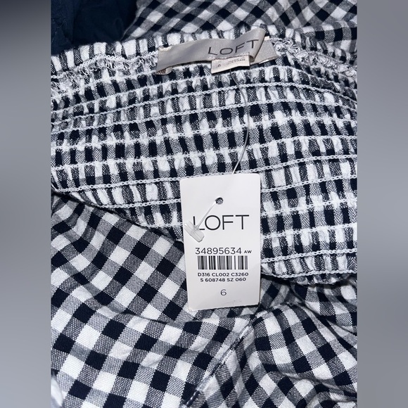 Loft Gingham Mini Cami Dress Black & White Checkered Picnic Sundress Retro NEW 6 - Picture 5 of 5